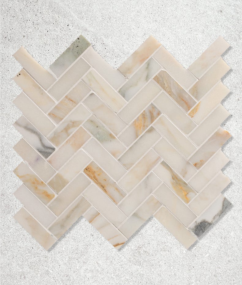 Ca'Pietra's Palazzo Oro Honed Herringbone Tiles