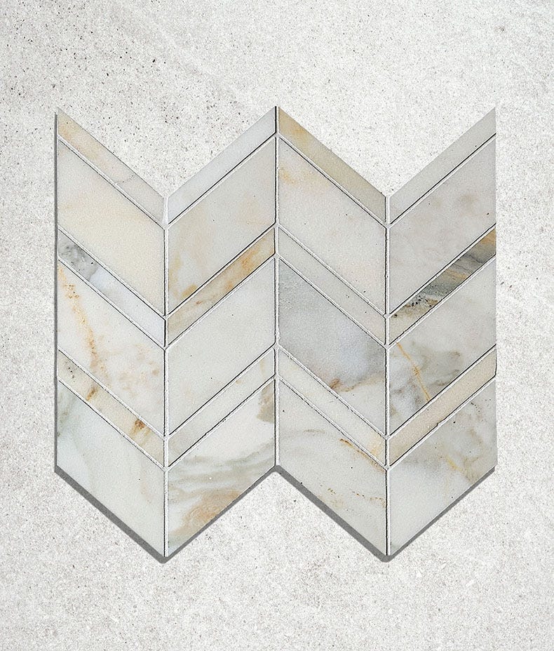 Ca'Pietra's Palazzo Oro Honed Chevron Tiles