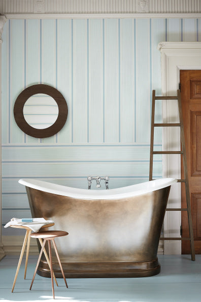 Little Greene's Cavendish Stripe Brush Wallpaper in Blue