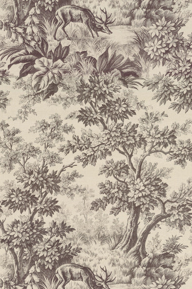 Little Greene's Stag Toile Wallpaper in Chocolat