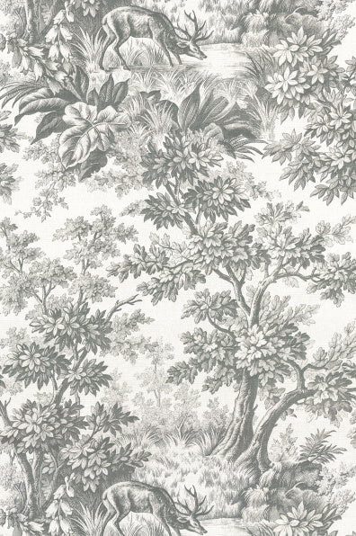 Little Greene's Stag Toile Wallpaper in Moss