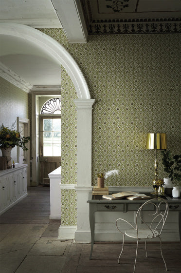 Little Greene's Whitehall Wallpaper in Moutarde