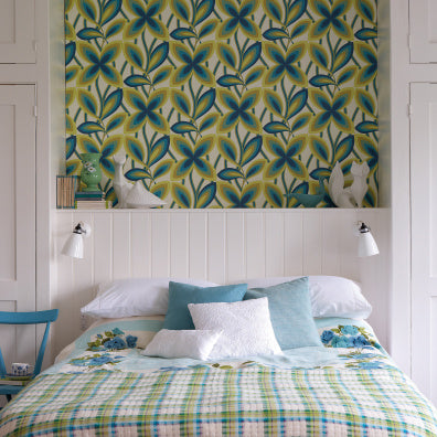 Little Greene's Starflower Wallpaper in Peacock