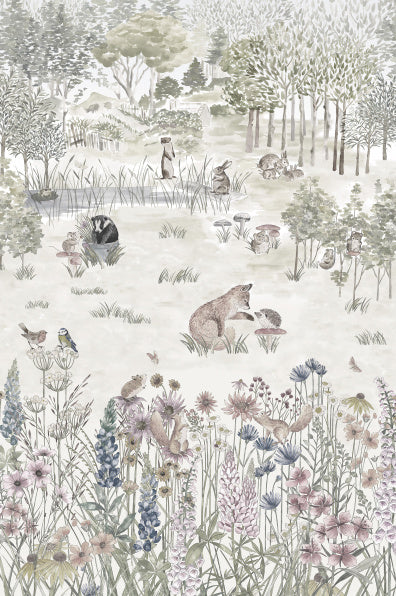 Little Greene's Potter's Woodland Wallpaper in Solstice