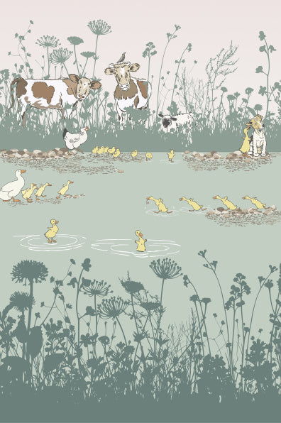 Little Greene's Riverside Capers Wallpaper in Quack