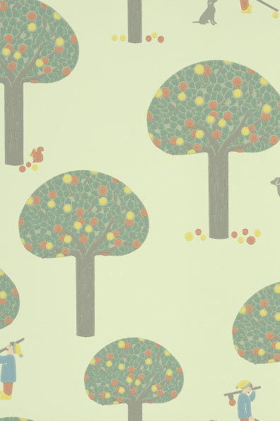 Little Greene's Rodney Street Wallpaper in Pea Green