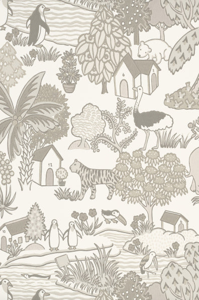 Little Greene's Animal Kingdom Wallpaper in Portland Stone