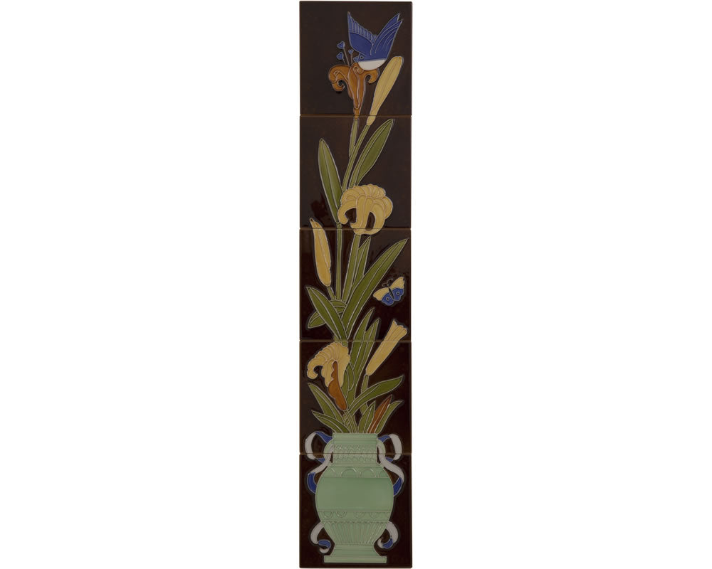 Set of 10 Strip Bird And Flowers Tiles