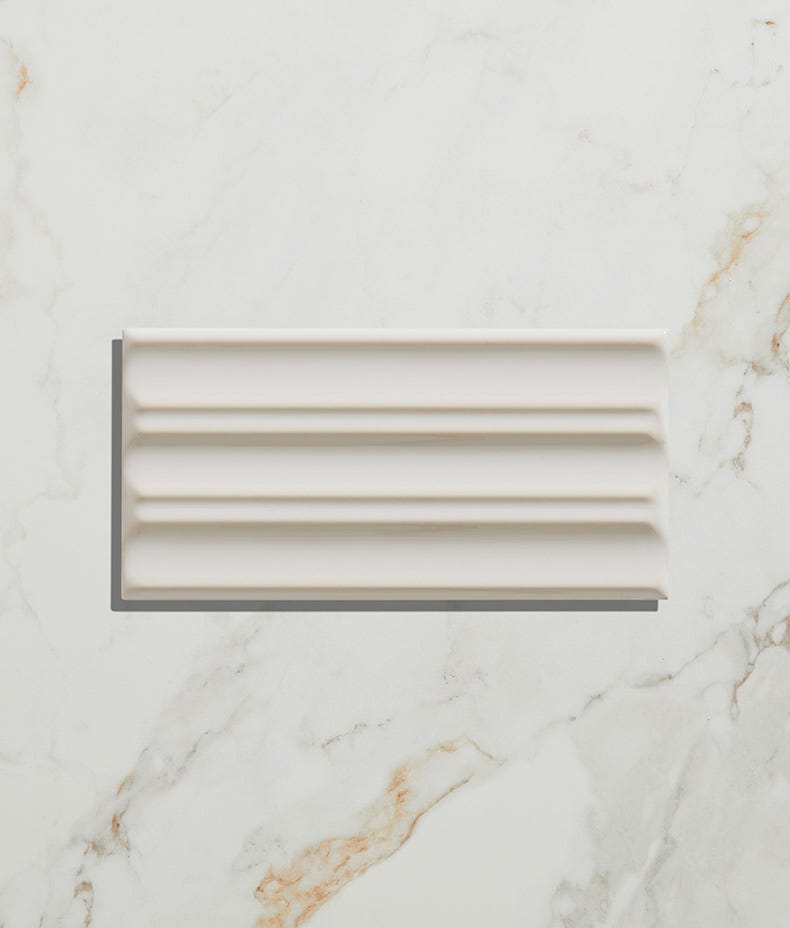 Ca'Pietra's Tunstall Ceramic Gloss Fluted Brick Tiles