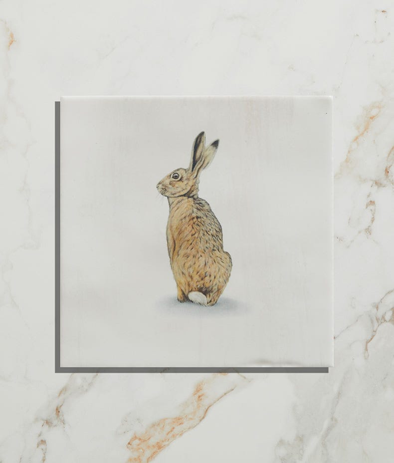 Ca'Pietra's Wiltshire Hares Ceramic Tiles by Joanna May