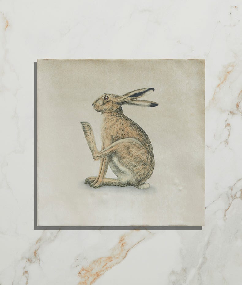 Ca'Pietra's Wiltshire Hares Ceramic Tiles by Joanna May