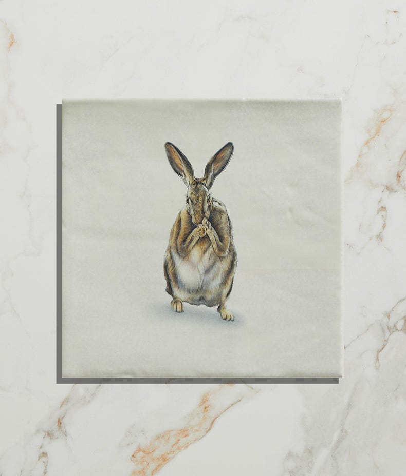 Ca'Pietra's Wiltshire Hares Ceramic Tiles by Joanna May