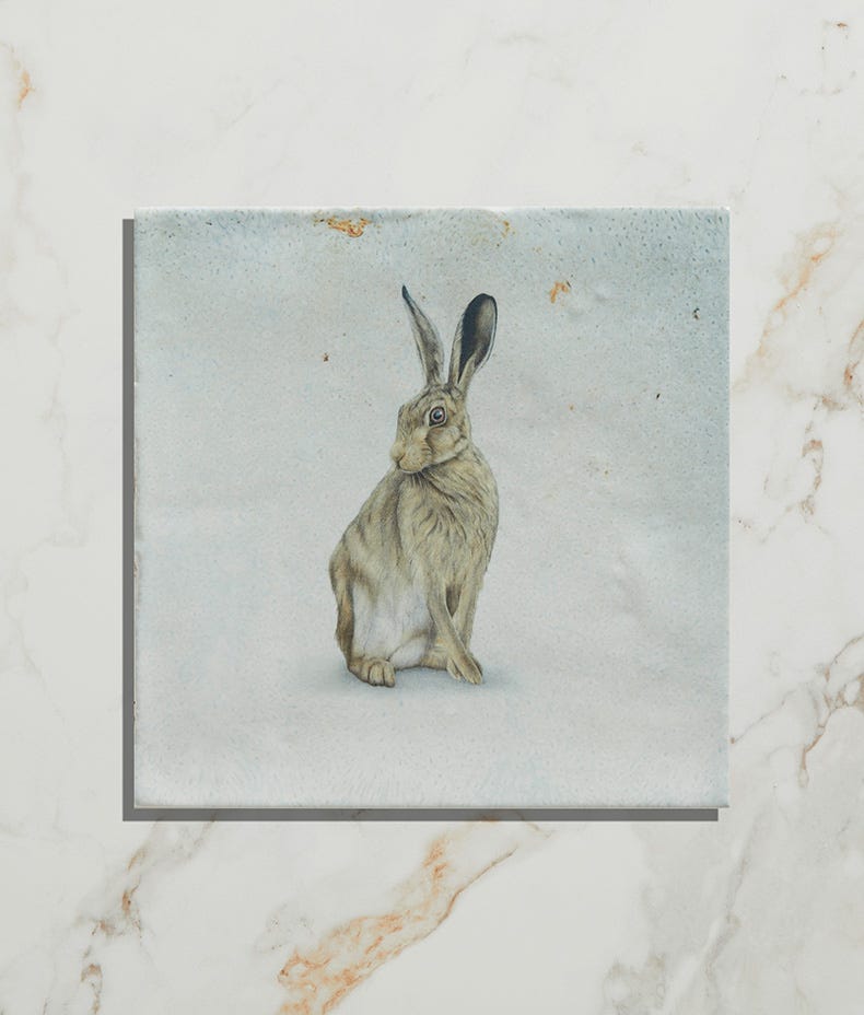 Ca'Pietra's Wiltshire Hares Ceramic Tiles by Joanna May