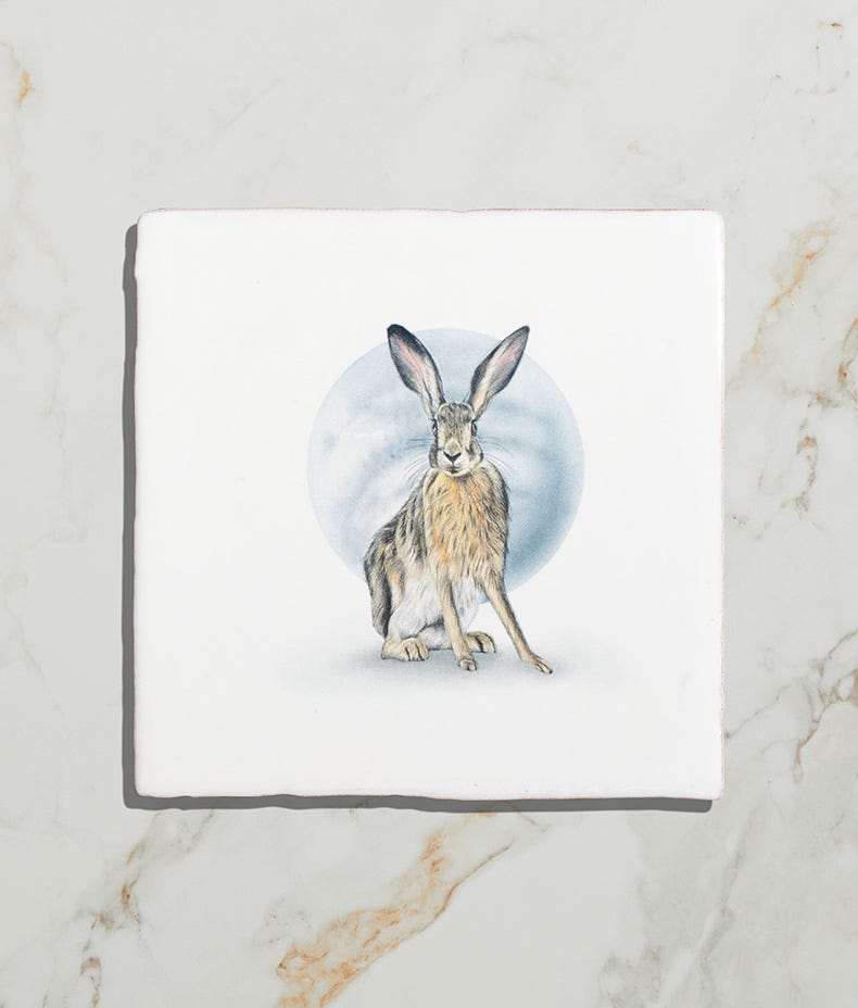 Ca'Pietra's Wiltshire Hares Ceramic Tiles by Joanna May