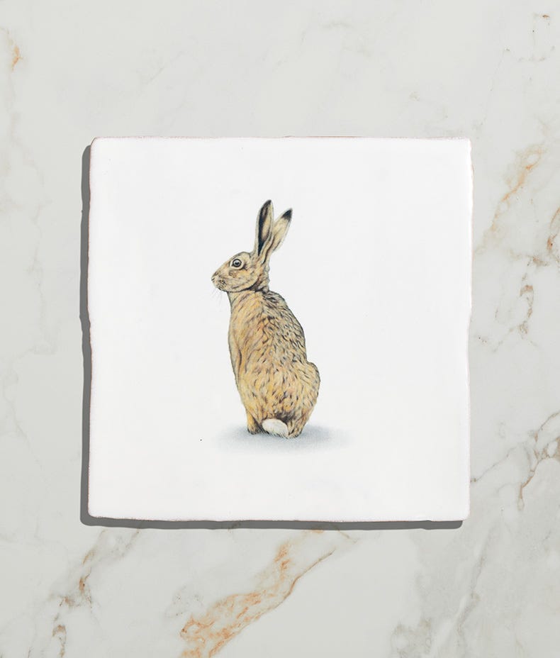 Ca'Pietra's Wiltshire Hares Ceramic Tiles by Joanna May