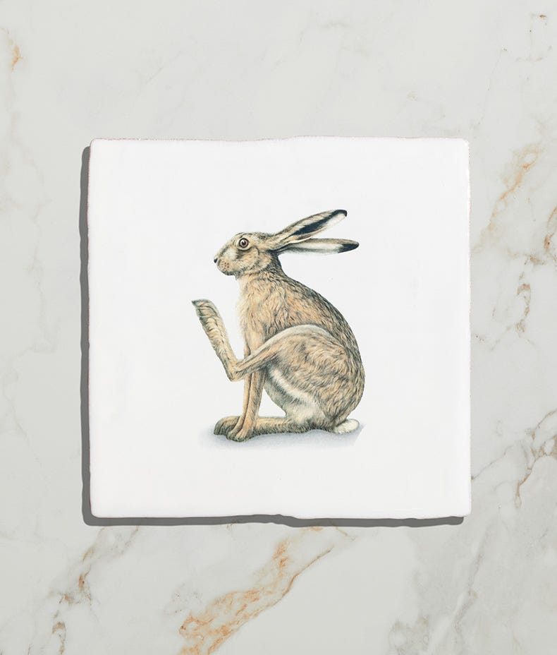Ca'Pietra's Wiltshire Hares Ceramic Tiles by Joanna May