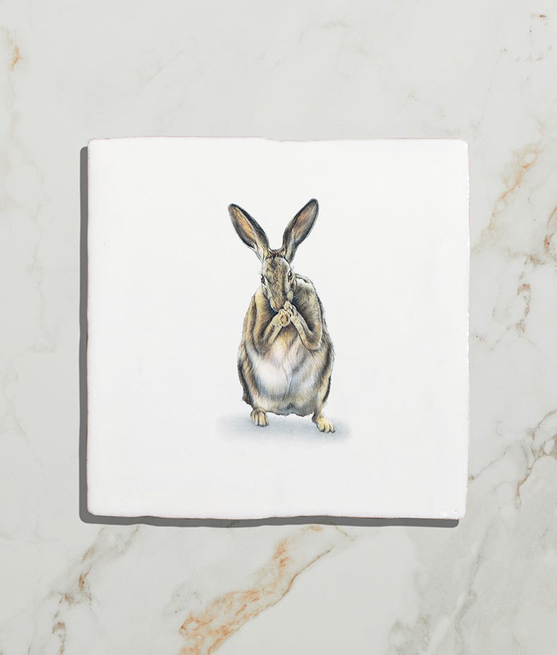 Ca'Pietra's Wiltshire Hares Ceramic Tiles by Joanna May