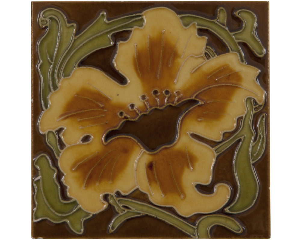 Set of 10 Yellow Flower Tiles