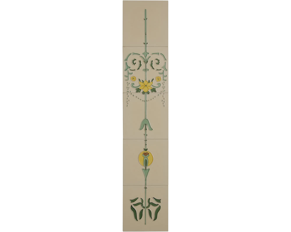Set of 10 Yellow Flowers With Bow Tiles